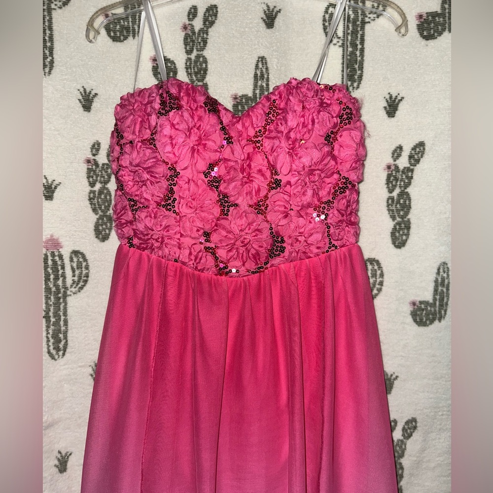 Strapless Pink Floral Dress - Picture 3 of 5